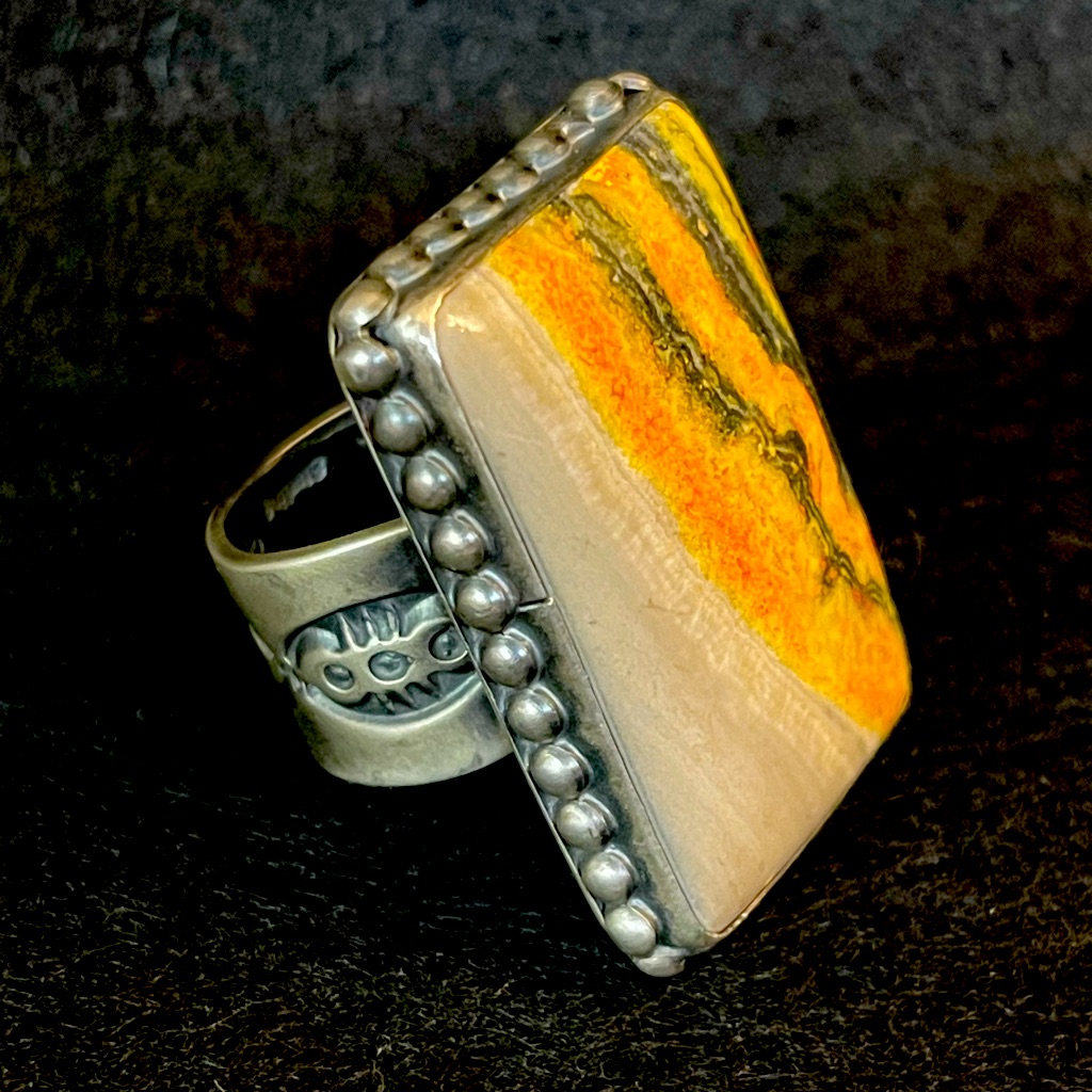 Sterling Silver Bumblebee Jasper Ring Statement Piece